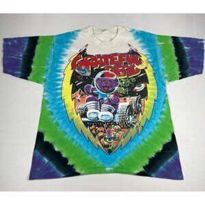 Grateful Dead Men's XL Vintage 90s Liquid Blue Tie Dye Graphic T-Shirt